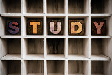 Wall Mural - Study Concept Wooden Letterpress Type in Drawer