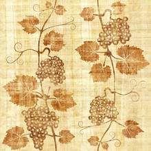 Decorative Grape Leaves - Seamless Background - Interior Design Wallpaper - Papyrus Texture
