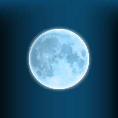 glowing blue moon on a dark blue background