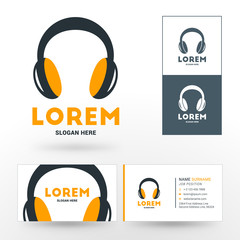 Wall Mural - vector logo template. headphone concept. dj, recording studio, support