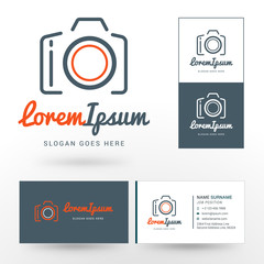 Wall Mural - vector logo template. thin line vector camera. logo for photographer or studio
