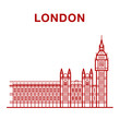 Vector Illustration of Big Ben and Parliament, Line art. Famous Britain Landmark 