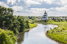 Church Of Elijah The Prophet On Ivanova Mountain Or Elias Church - Orthodox Church In Suzdal, On The Banks Of The Kamenka River, Russia. Gold Ring Of Russia.