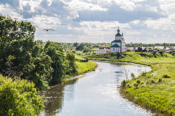 Church of Elijah the Prophet on Ivanova mountain or Elias Church - Orthodox church in Suzdal, on the banks of the Kamenka River, Russia. Gold ring of Russia.