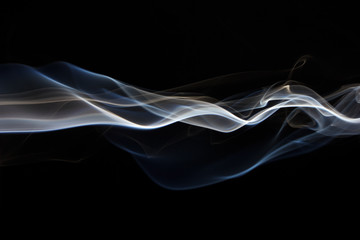 abstract cigarette smoke on black background