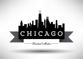 Poster - Vector Chicago Skyline Design with Typography