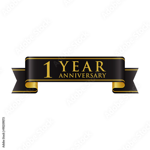 simple black gold ribbon anniversary logo 1 buy this stock vector