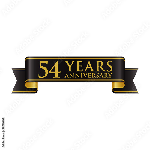 Poster Simple Black Gold Ribbon Anniversary logo 54