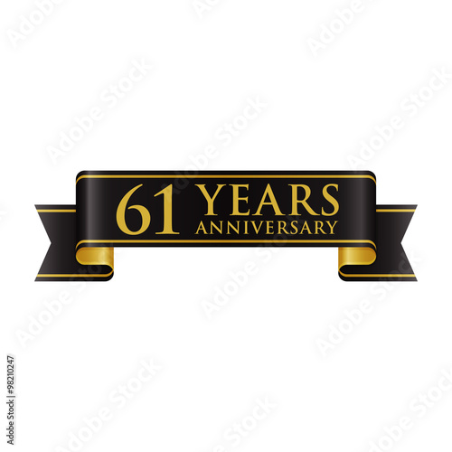 Poster Simple Black Gold Ribbon Anniversary logo 61