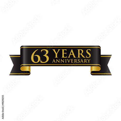 Poster Simple Black Gold Ribbon Anniversary logo 63