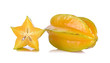 Two carambolas - starfruits isolated on white background