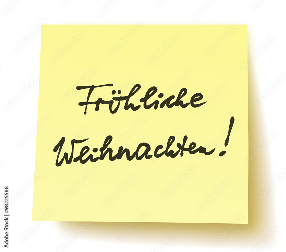Gelber Postit Zettel Frohliche Weihnachten Handschriftlich Personlich Schwarz Vektor Freigestellt Wall Mural Snyggg