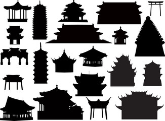 Canvas Print - twenty one isolated on white pagoda silhouettes