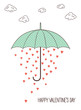 Umbrella with rain of hearts for Valentine's Day and love romantic design