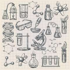 Wall Mural - Chemistry Icon  In Doodle Style