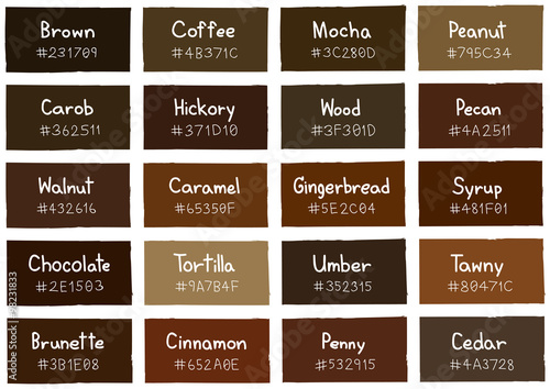 Brown Tone Color Shade Background With Code And Name Ilration Brown Tone Color Shade Background With Code And Name Ilration