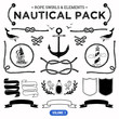 Vector pack of nautical elements. Rope swirls, logos and badges.