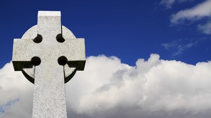 Wall Mural - loop with celtic cross and time lapse clouds
