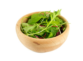 Wall Mural - lettuce mix in a wooden bowl