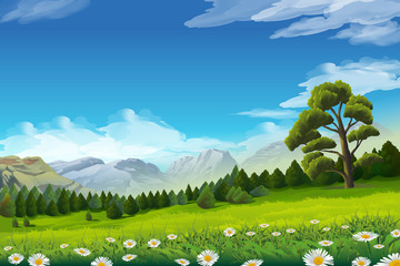 Wall Mural - Spring landscape, vector background