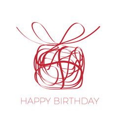 Wall Mural - a gift for your happy birthday. vector scrawl of box with bow