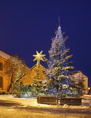 Nativity scene on Small Market square in Torun.  Poland 