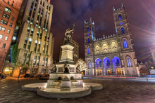 Place D'Armes At Night - Montreal, Canada