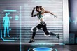 © vectorfusionart - Composite image of muscular woman running in exercise room
