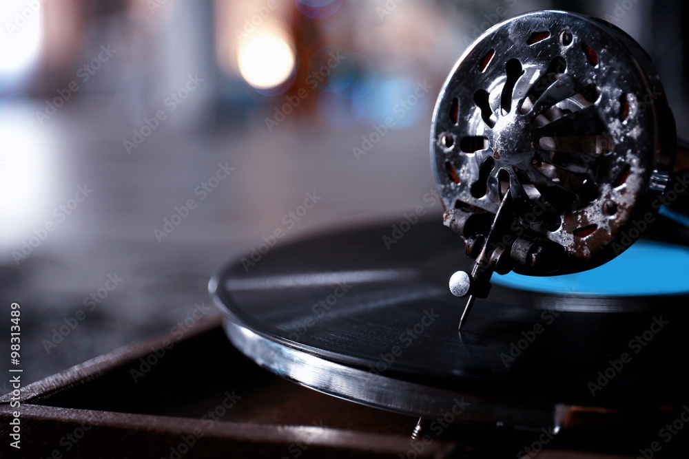 Old gramophone closeup
