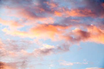 colorful dramatic sky with cloud at sunset
