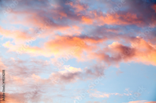 Naklejka ścienna colorful dramatic sky with cloud at sunset