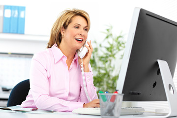 Wall Mural - Business woman calling by phone.