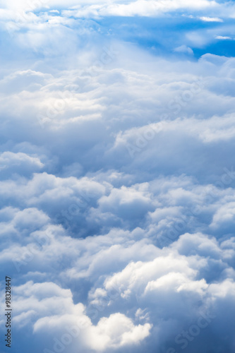 Obraz w ramie Fluffy storm clouds, aerial photography.