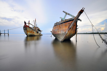 Wall Mural - Abandoned ship.