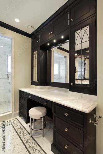 Master Bath With Black Cabinetry Buy This Stock Photo And