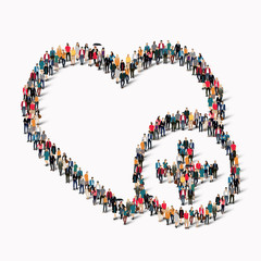 Canvas Print - group  people  form  heart  love