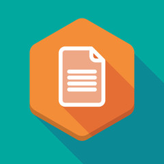 Sticker - Long shadow hexagon icon with a document