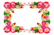 Frame of flowers made of colorful paper used for decoration isol