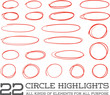 Red Hand Drawn Circles Rounds Bubbles Set Collection in Vector