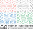 Red Hand Drawn Circles Rounds Bubbles Set Collection in Vector