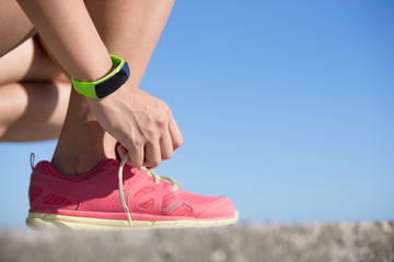 Poster - sport woman wearing smart watch