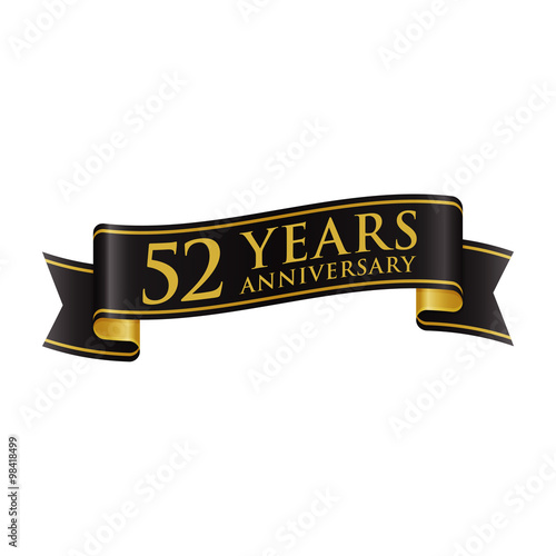 Fotomural Simple Black Gold Ribbon Anniversary Logo 52