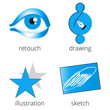 © artmelnikov - Printing shop services blue icons set. Part 4