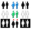 Toilet signs - set of male & female icons as toilet or restroom signs.