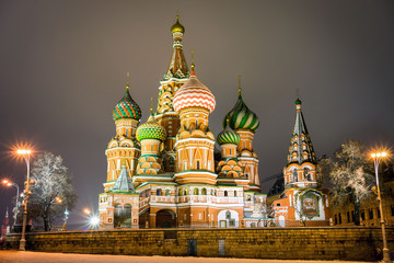 Fototapete - St. Basil's Cathedral at the evening, Russia, Moscow