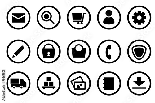 Fotografie, Obraz Piktogramm Icon Set: Ideal für Shops mit den häufig verwendeten Icons und Piktog