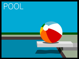 Wall Mural - pool design with beach ball and diving board