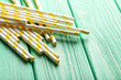 © 5second - Drink straws on a mint wooden background