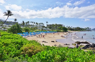 The Wailea beach area, on the West shore of the island of Maui in Hawaii