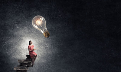 Wall Mural - woman in dress with book